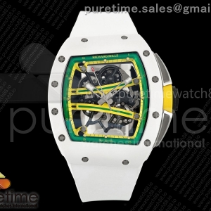 RF Custom Made 리차드밀 RM061 화이트세라믹 티타늄프리스프렁 그린이너베젤 화이트러버스트랩  RF Custom Made RM061 White Ceramic with Free Sprung Titanium RMUL2 Super Clone