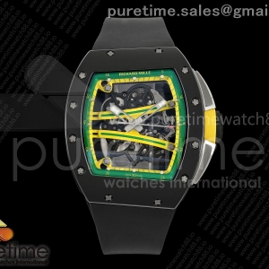 RF Custom Made 리차드밀 RM061 블랙세라믹 티타늄프리스프렁 그린이너베젤 블랙러버스트랩 RF Custom Made RM061 Black Ceramic Green Inner Bezel with Free Sprung Titanium RMUL2 Super Clone