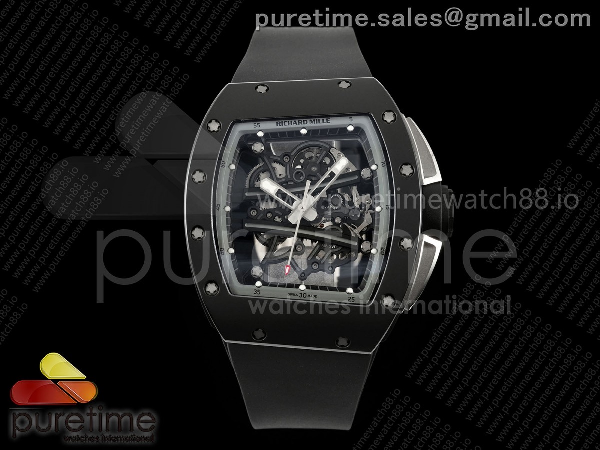 RF Custom Made 리차드밀 RM061 블랙세라믹 티타늄프리스프렁 그레이이너베젤 블랙러버스트랩  RF Custom Made RM061 Black Ceramic Gray Inner Bezel with Free Sprung Titanium RMUL2 Super Clone RMUL2 Super Clone