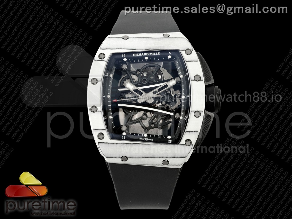 RF Custom Made 리차드밀 RM061 화이트NTPT 티타늄프리스프렁 블랙러버스트랩 RF Custom Made RM061 White NTPT with Free Sprung Titanium RMUL2 Super Cloneith Free Sprung Titanium RMUL2 Super Clone