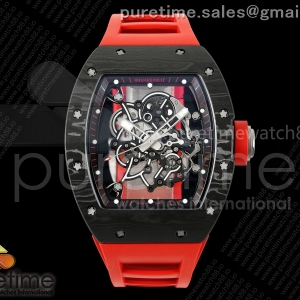 RF 리차드밀 RM055 NTPT 티타늄프리스프렁 스켈레톤다이얼 레드러버스트랩 RF RM055 NTPT Black/Red Inner Bezel on Red Rubber Free Sprung Titanium RMUL2 Super Clone