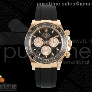 ARF 롤렉스 데이토나 로즈골드 텅스텐(Cu-W) 블랙/로골다이얼 블랙러버스트랩 162g Daytona 126515 ARF 1:1 Best Edition Black/RG Stick Dial on Oysterflex Strap DD4131 (Weighted)