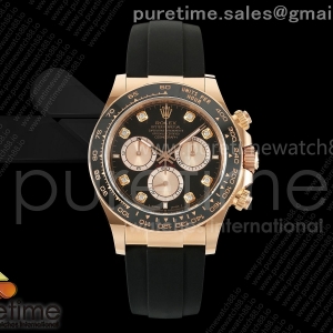 ARF 롤렉스 데이토나 로즈골드 텅스텐(Cu-W) 블랙/로골8P다이얼 블랙러버스트랩 162g  Daytona 126515 ARF 1:1 Best Edition Black/RG Diamonds Dial on Oysterflex Strap DD4131 (Weighted)