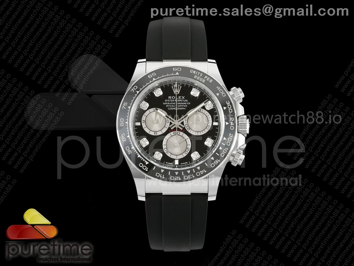 ARF 롤렉스 데이토나 텅스텐(Cu-W) 블랙8P다이얼 블랙러버스트랩 162g Daytona 126519 ARF 1:1 Best Edition Black/Silver Diamonds Dial on Oysterflex Strap DD4131 (Weighted)