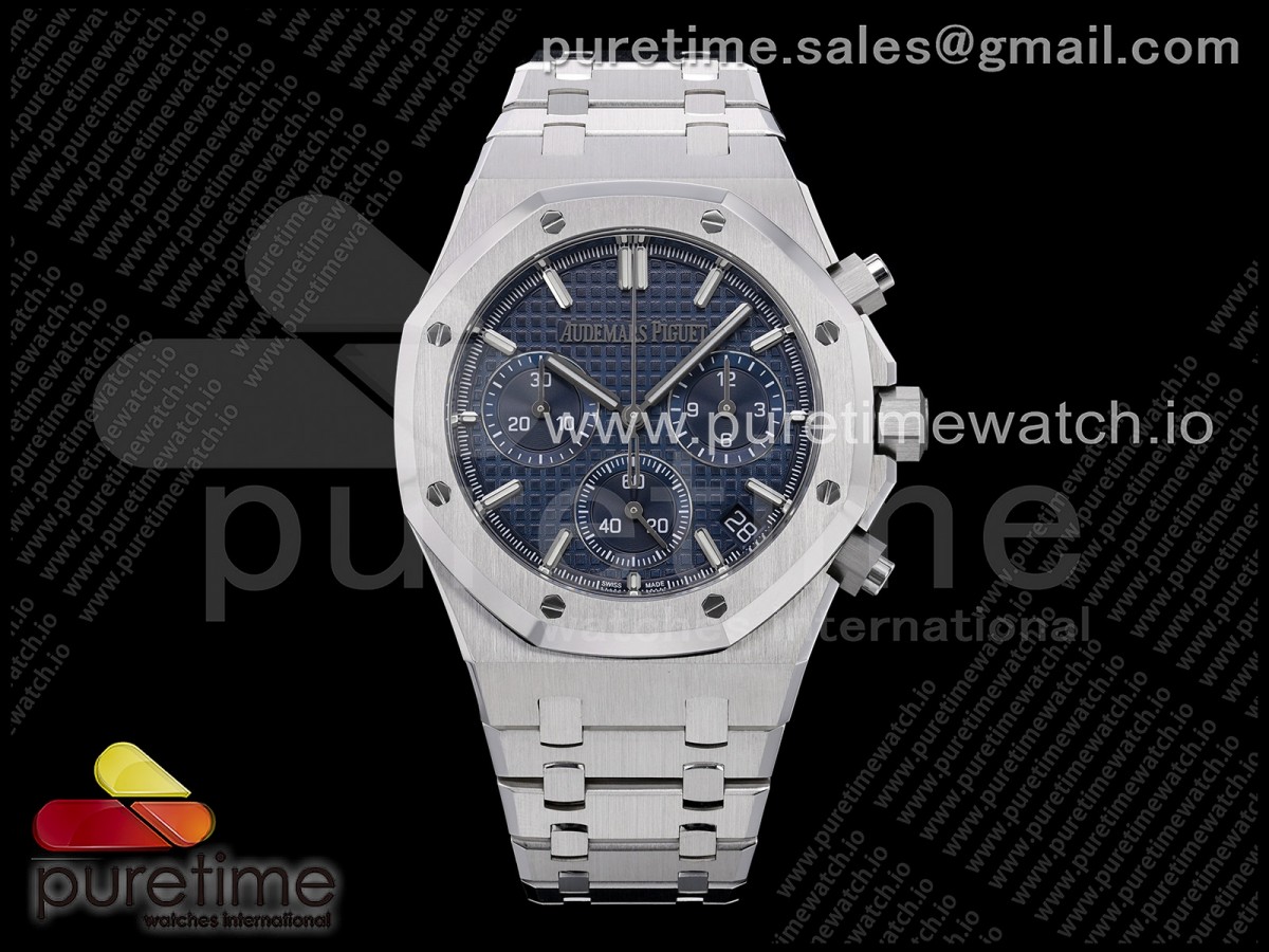 ZF V2 오데마피게 로얄오크 크로노 26420 블루다이얼 블루러버스트랩 프리스프렁 Royal Oak Chrono 26240 SS ZF 1:1 Best Edition Blue Dial on SS Bracelet SA4401 Super Clone V2 (Free Sprung)