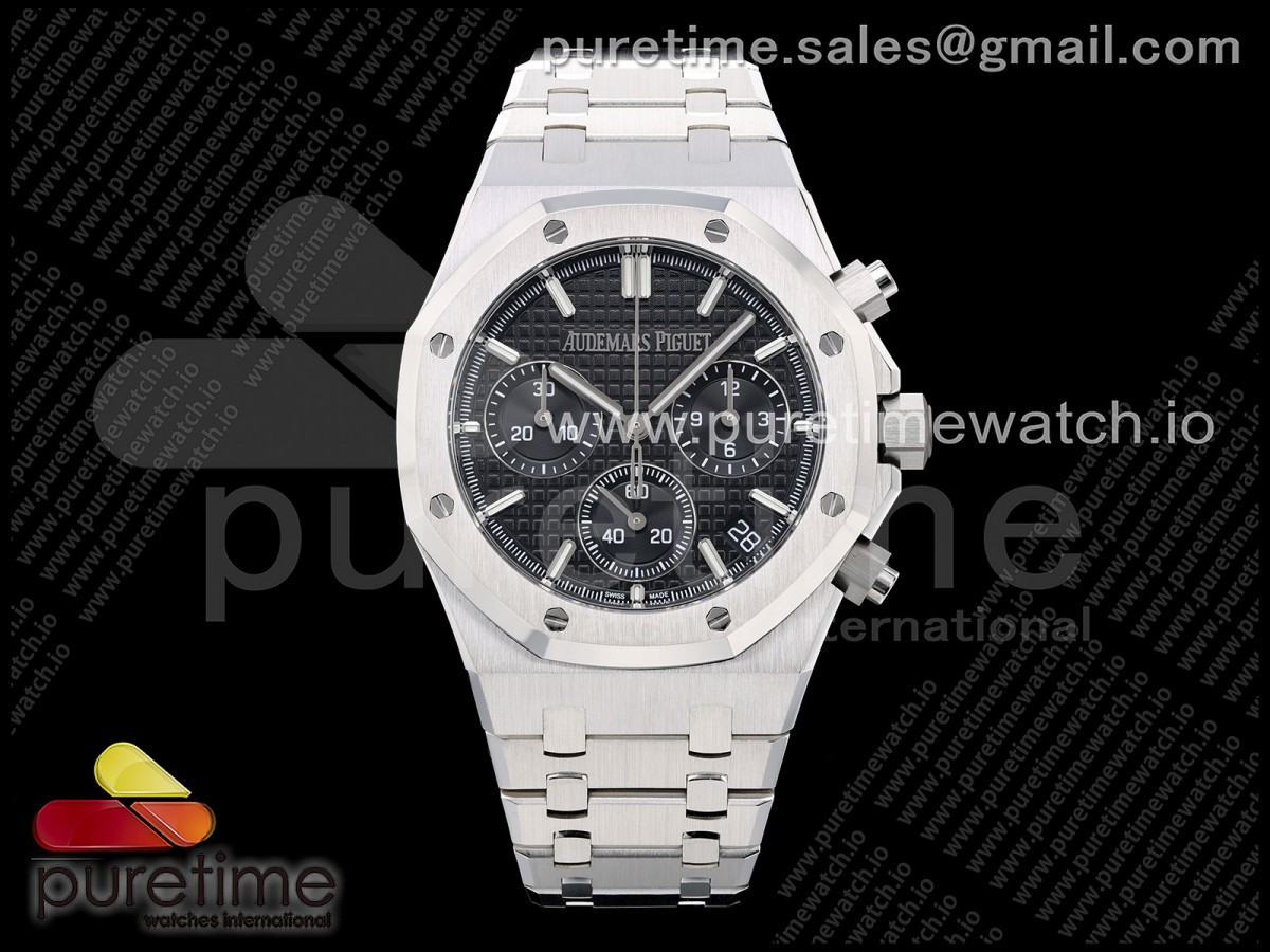 ZF V2 오데마피게 로얄오크 크로노 26240 블랙다이얼 블루러버스트랩 프리스프렁 Royal Oak Chrono 26240 SS ZF 1:1 Best Edition Black Dial on SS Bracelet SA4401 Super Clone V2 (Free Sprung)