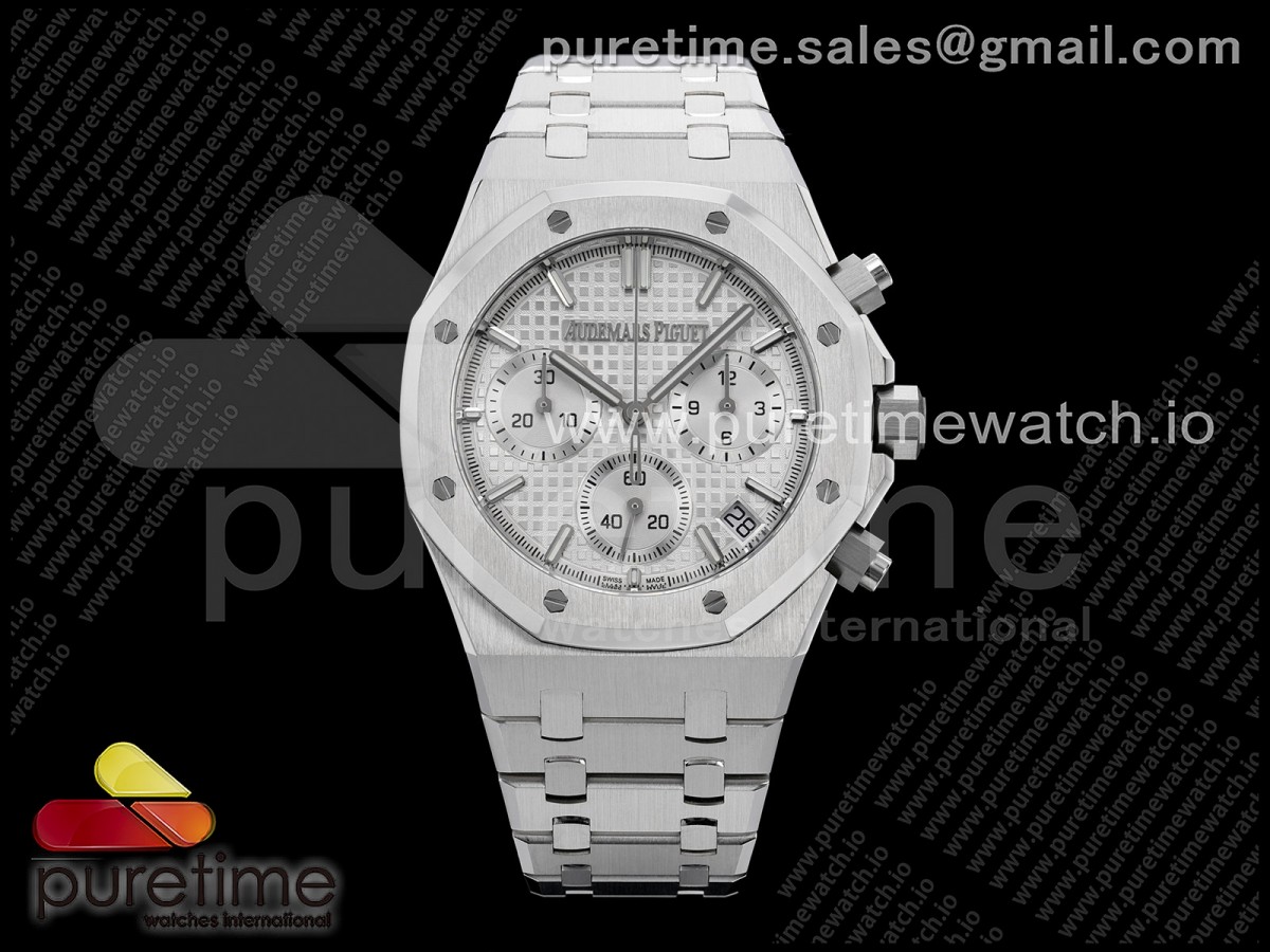 ZF V2 오데마피게 로얄오크 크로노 26420 화이트다이얼 블루러버스트랩 프리스프렁 Royal Oak Chrono 26240 SS ZF 1:1 Best Edition White Dial on SS Bracelet SA4401 Super Clone V2 (Free Sprung)