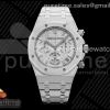ZF V2 오데마피게 로얄오크 크로노 26240 화이트다이얼 블루러버스트랩 프리스프렁 Royal Oak Chrono 26240 SS ZF 1:1 Best Edition White Dial on SS Bracelet SA4401 Super Clone V2 (Free Sprung)