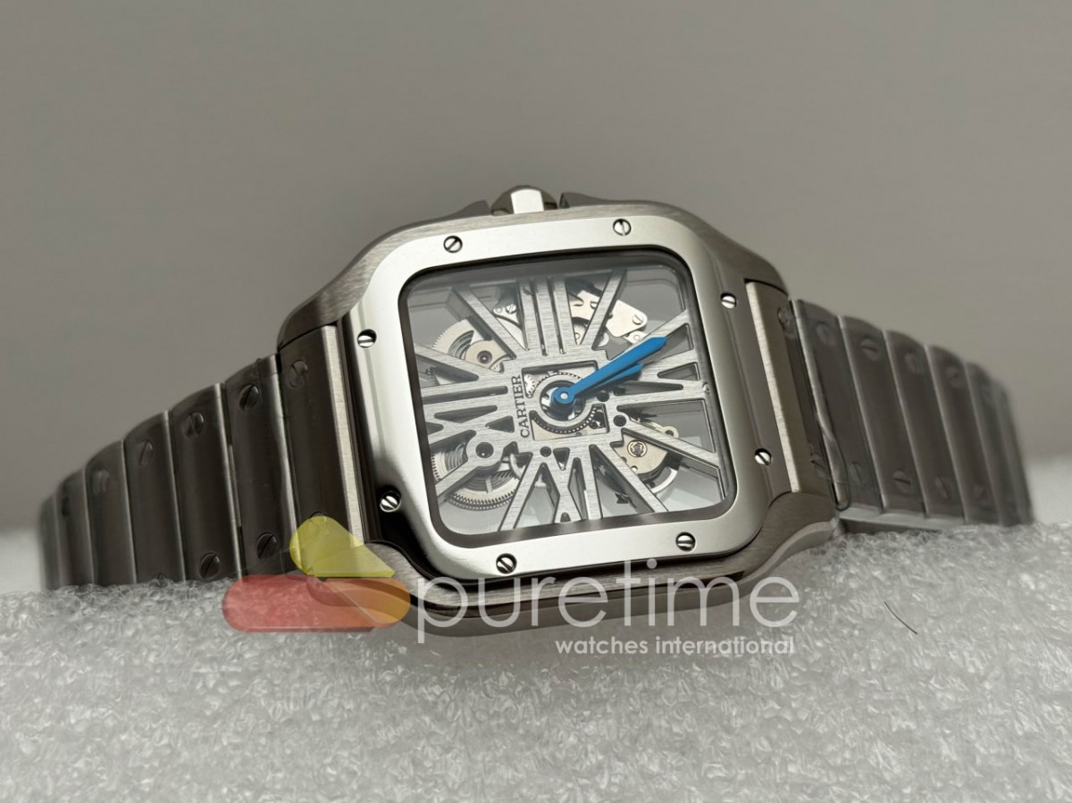 MLF 산토스 드 까르띠에 40미리 라지 스켈레톤다이얼 스마트링크스틸브레이슬릿 Santos de Cartier Skeleton SS MLF Skeleton Dial on SS SmartLink Bracelet 9611MC Super Clone