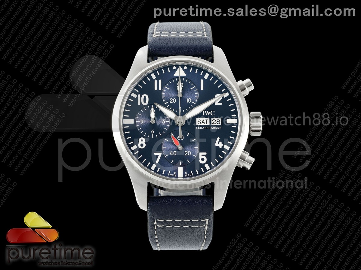 APSF IWC 파일럿 크로노 41미리 IW3881 블루다이얼 블루가죽스트랩 Pilot Chrono IW378003 APSF 1:1 Best Edition Blue Dial on Blue Leather Strap SA69385 Super Clone