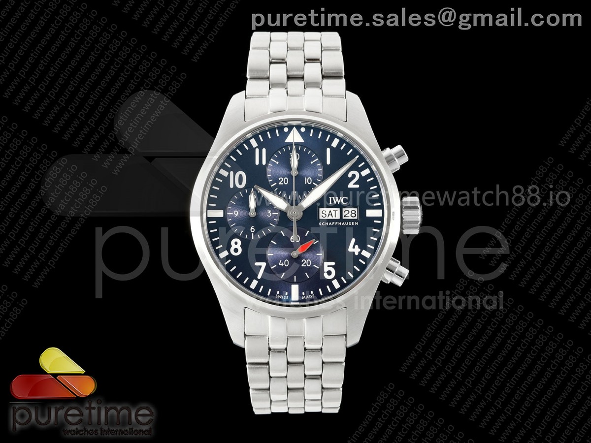 APSF IWC 파일럿 크로노 41미리 IW3881 블루다이얼 스틸브레이슬릿 Pilot Chrono IW378004 APSF 1:1 Best Edition Blue Dial on SS Bracelet SA69385 Super Clone