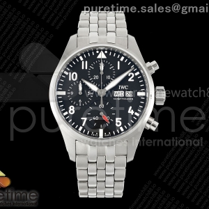 APSF IWC 파일럿 크로노 41미리 IW388113 블랙다이얼 스틸브레이슬릿 Pilot Chrono IW388113 APSF 1:1 Best Edition Black Dial on SS Bracelet SA69385 Super Clone