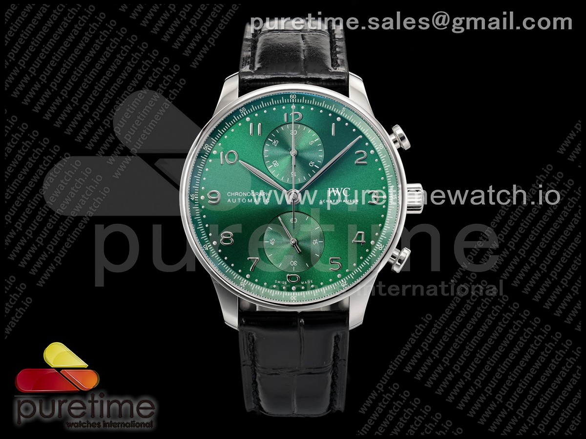 APSF IWC 포르투기저 크로노 IW371615 그린다이얼 블랙가죽스트랩 Portugieser Chrono IW371615 APSF 1:1 Best Edtion Green Dial on Black Leather Strap DD69355 Super Clone