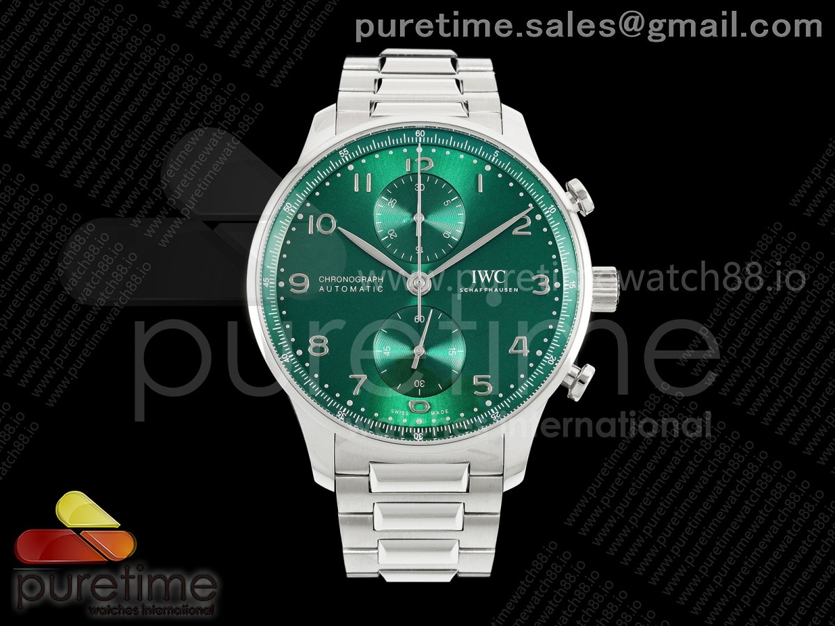 APSF IWC 포르투기저 크로노 IW3716 그린다이얼 스틸브레이슬릿 Portugieser Chrono IW3716 APSF 1:1 Best Edtion Green Dial on SS Bracelet DD69355 Super Cloneper Cloneher Strap DD69355 Super Clone
