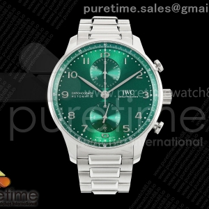APSF IWC 포르투기저 크로노 IW3716 그린다이얼 스틸브레이슬릿 Portugieser Chrono IW3716 APSF 1:1 Best Edtion Green Dial on SS Bracelet DD69355 Super Cloneper Cloneher Strap DD69355 Super Clone