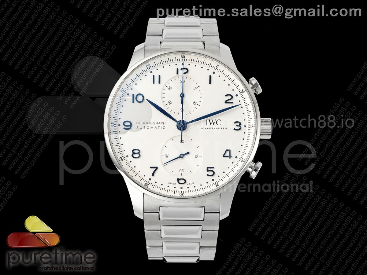 APSF IWC 포르투기저 크로노 IW3716 화이트/블루다이얼 스틸브레이슬릿 Portugieser Chrono IW371617 APSF 1:1 Best Edtion White/Blue Dial on SS Bracelet DD69355 Super Clone