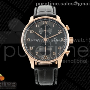 APSF IWC 포르투기저 크로노 로즈골드 IW371625 블랙다이얼 블랙가죽스트랩 Portugieser Chrono iw371625 RG APSF 1:1 Best Edition Black Dial on Black Leather Strap DD69355 Super Clone