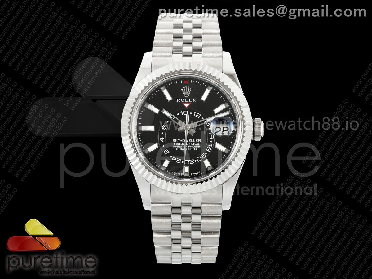 NOOBF 눕공장 V2 롤렉스 스카이드웰러 블랙다이얼 쥬빌레브레이슬릿  Skydweller 336934 SS Noob 1:1 Best Edition Black Dial on SS Jubilee Bracelet A9002 V2