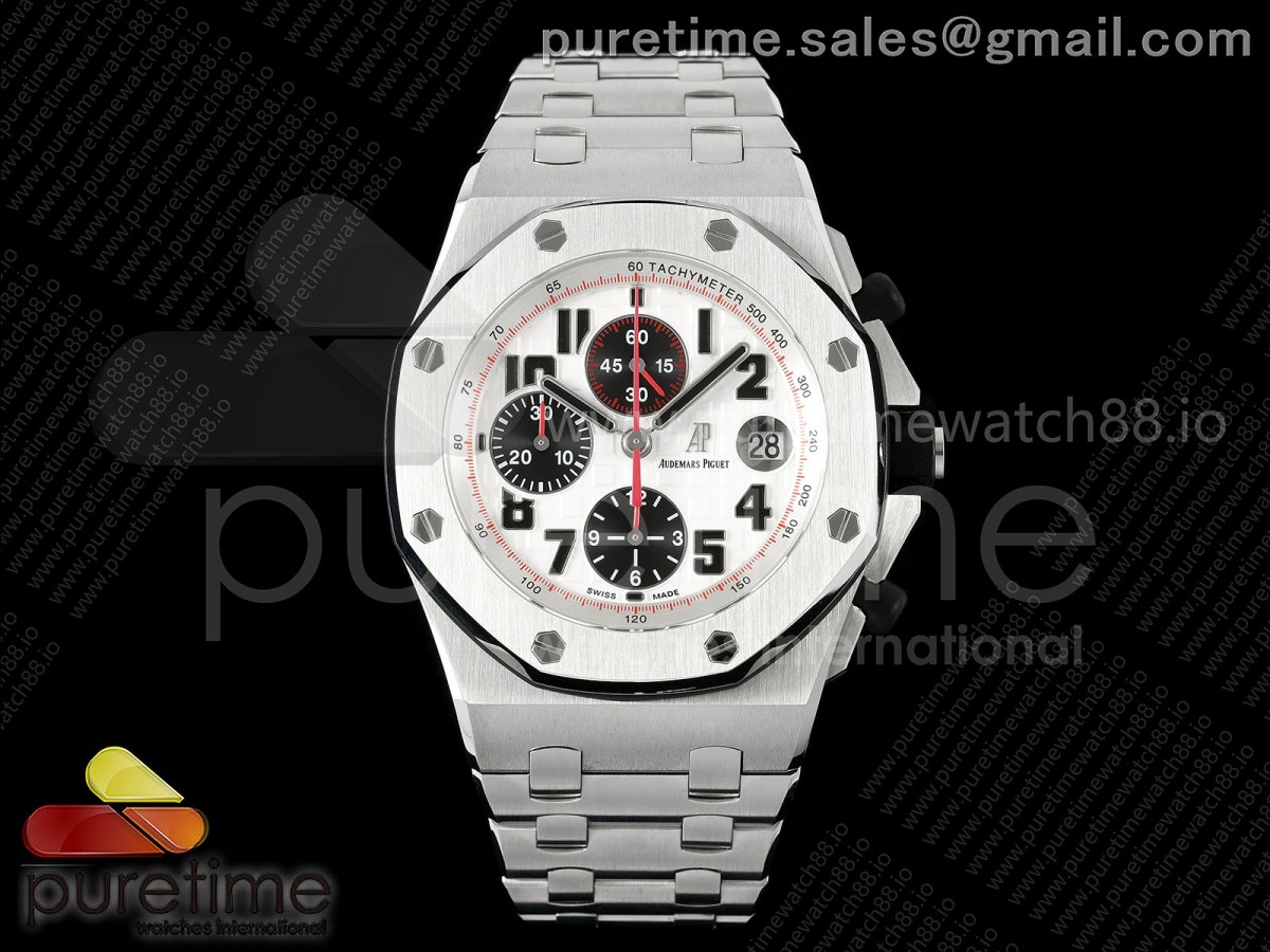 TKF 오데마피게 로얄오크 오프쇼어 42미리 팬더 화이트다이얼 스틸브레이슬릿 Royal Oak Offshore 42mm Panda SS TKF Best Edition White/Black Dial on SS Bracelet A7750