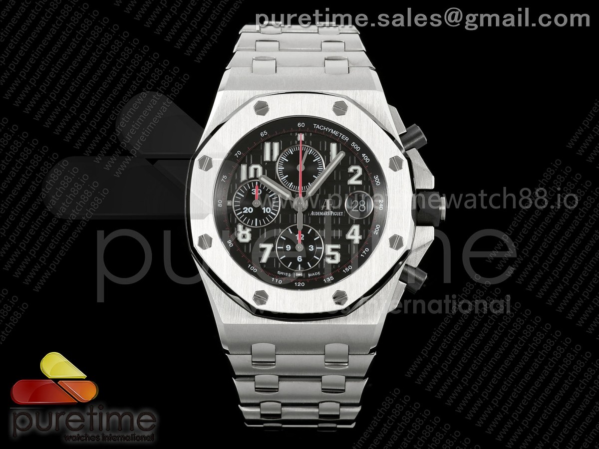TKF 오데마피게 로얄오크 오프쇼어 42미리 블랙씸즈 블랙다이얼 스틸브레이슬릿 Royal Oak Offshore 42mm Black Themes SS TKF Best Edition Black Dial on SS Bracelet A7750