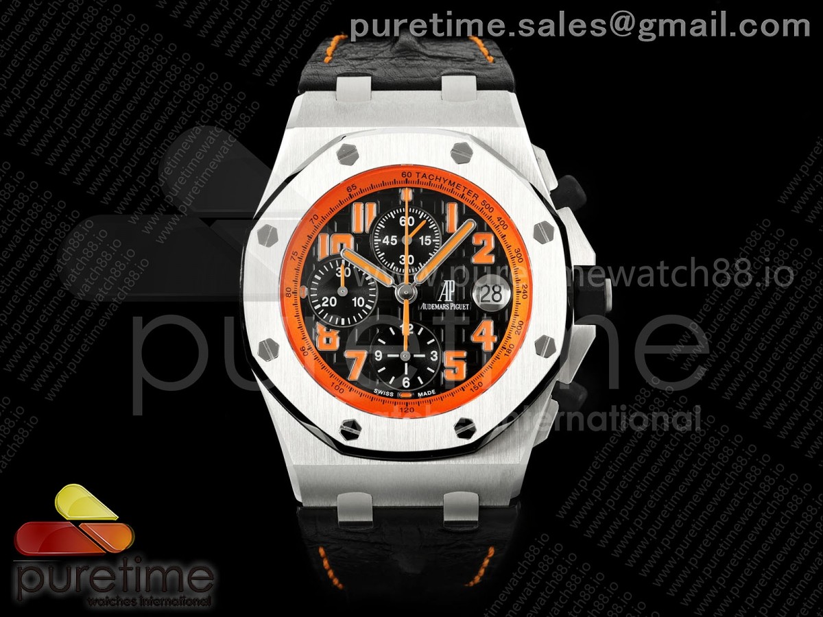 TKF 오데마피게 로얄오크 오프쇼어 42미리 볼케이노 블랙다이얼 블랙가죽스트랩 Royal Oak Offshore 42mm Volcano TKF Best Edition Black Dial on Black Leather Strap A7750