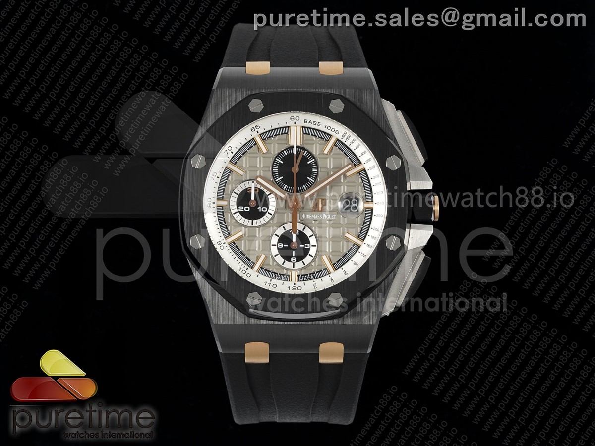 TKF 오데마피게 로얄오크 오프쇼어 44미리 블랙세라믹 그레이다이얼 블랙러버스트랩 Royal Oak Offshore 44mm Black Ceramic RG TKF 1:1 Best Edition Gray Dial on Black Rubber Strap A3126