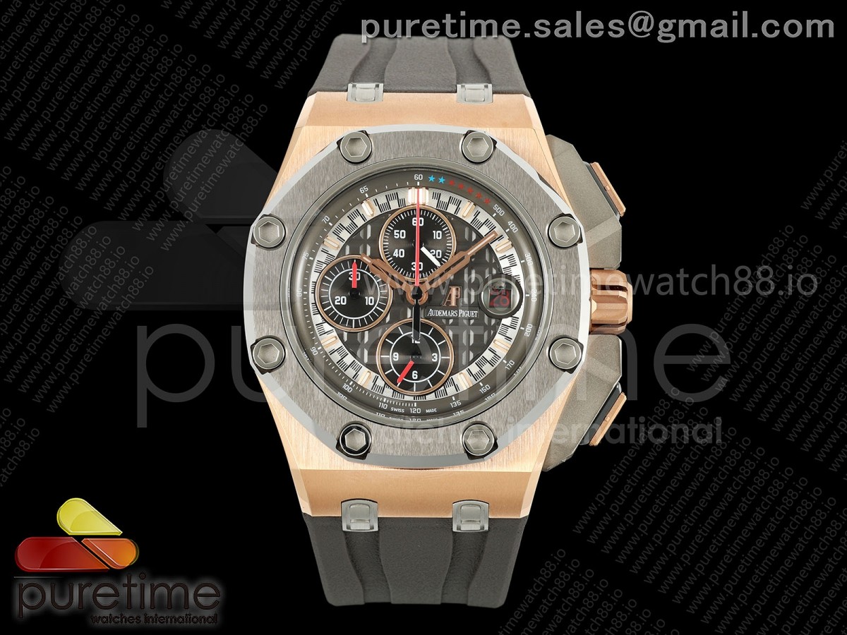 TKF 오데마피게 로얄오크 오프쇼어 슈마허 로즈골드 그레이다이얼 그레이러버스트랩 Royal Oak Offshore Schumacher RG TKF Best Edition Gray/Black Dial on Gray Rubber Strap A3126