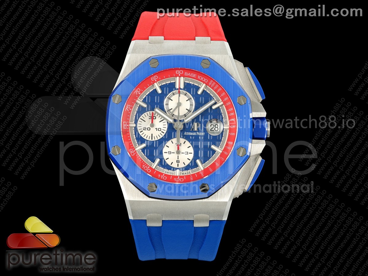 TKF 오데마피게 로얄오크 오프쇼어 44미리 블루/레드다이얼 블루/레드러버스트랩 Royal Oak Offshore 44mm SS TKF 1:1 Best Edition Blue/Red Dial on Blue/Red Rubber Strap A3126