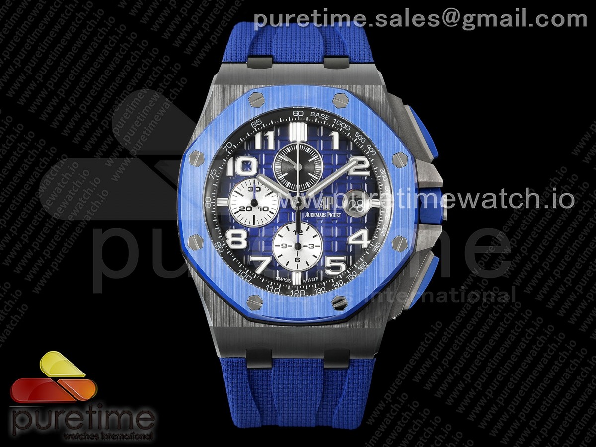 TKF 오데마피게 로얄오크 오프쇼어 44미리 블랙세라믹 블루다이얼 블루러버스트랩  Royal Oak Offshore 44mm Black Ceramic TKF 1:1 Best Edition Blue Dial on Blue Rubber Strap A3126