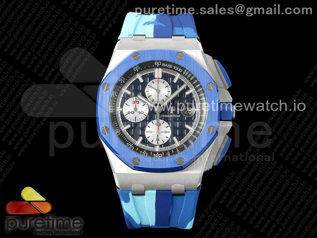 TKF 오데마피게 로얄오크 오프쇼어 44미리 블루다이얼 블루카모러버스트랩 Royal Oak Offshore 44mm SS TKF 1:1 Best Edition Blue Dial on Blue Camou Rubber Strap A3126