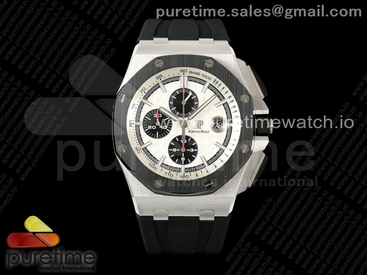 TKF 오데마피게 로얄오크 오프쇼어 44미리 화이트다이얼 블랙러버스트랩 Royal Oak Offshore 44mm SS TKF 1:1 Best Edition White Dial on Black Rubber Strap A3126