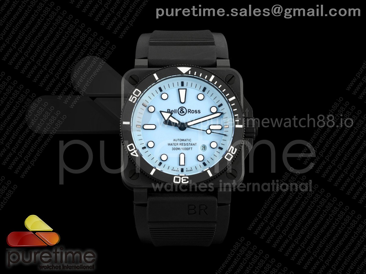 M+F 벨앤로스 BR03-92 블랙세라믹 루미드블루다이얼 블랙러버스트랩 BR03-92 Black Ceramic M+F 1:1 Best Edition Lumed Blue Dial on Rubber Strap A2892