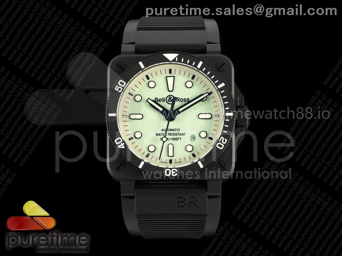 M+F 벨앤로스 BR03-92 블랙세라믹 루미드티파니블루다이얼 블랙러버스트랩  BR03-92 Black Ceramic M+F 1:1 Best Edition Lumed Tiffany Blue Dial on Rubber Strap A2892