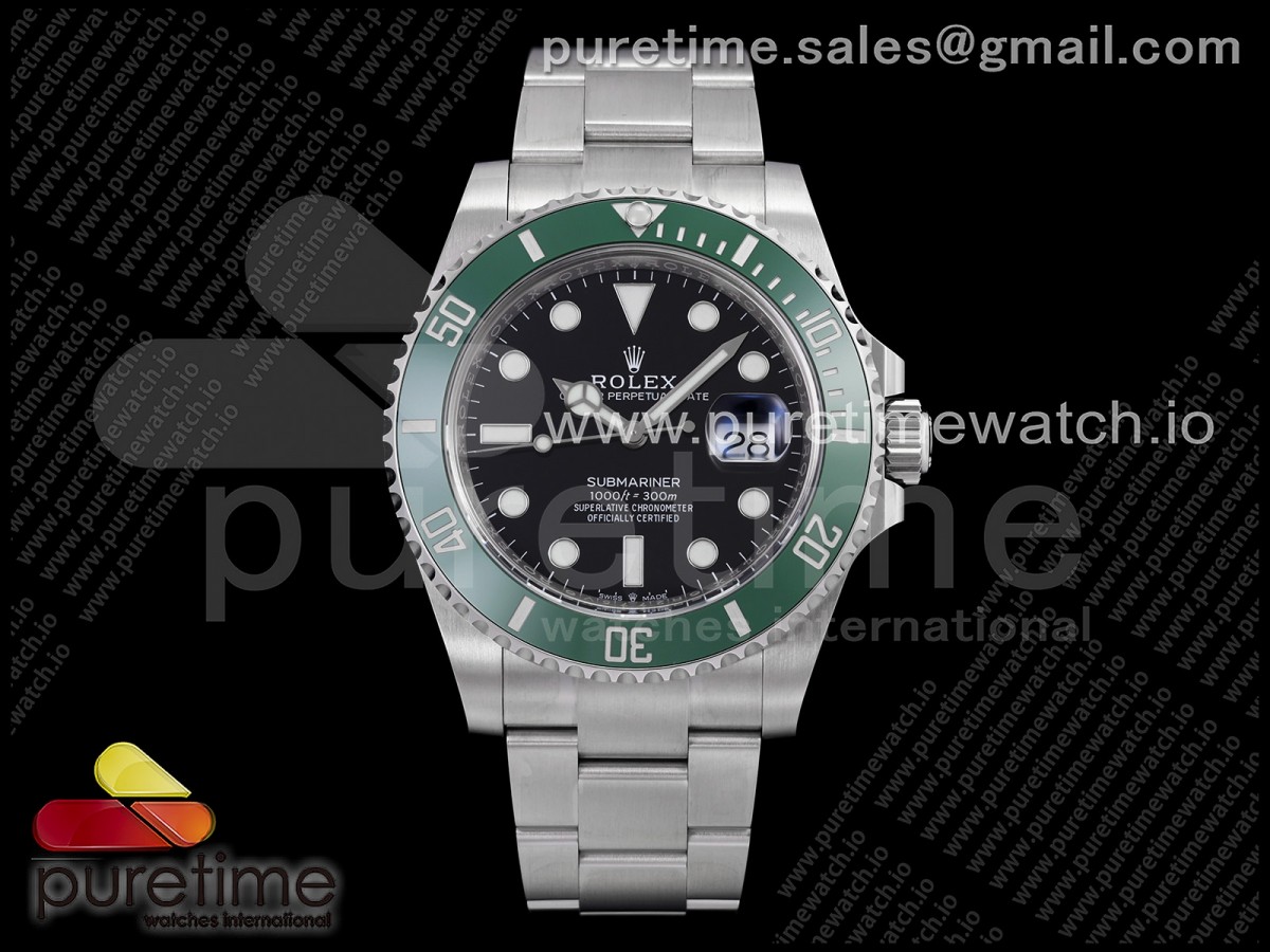 THBF 롤렉스 서브마리너 그린인서트 블랙다이얼 스틸브레이슬릿 스벅 (Free Sprung) Submariner 41mm 126610 LV Kermit THBF 1:1 Best Edition 904L SS Case and Bracelet JH3235 (Free Sprung)
