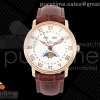 APSF 블랑팡 빌레레 6654 로즈골드 화이트다이얼 브라운가죽스트랩  Villeret 6654 RG Complicated Function APSF 1:1 Best Edition White Dial on Brown Leather Strap A6654