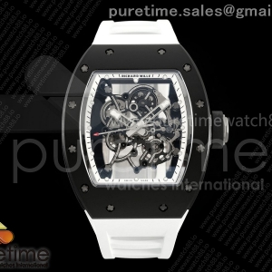 APSF 리차드밀 RM055 블랙세라믹 화이트스켈레톤다이얼 화이트러버스트랩 RM055 Black Ceramic APSF 1:1 Best Edition on White Inner Bezel on White Rubber Strap RMUL2 Super Clone