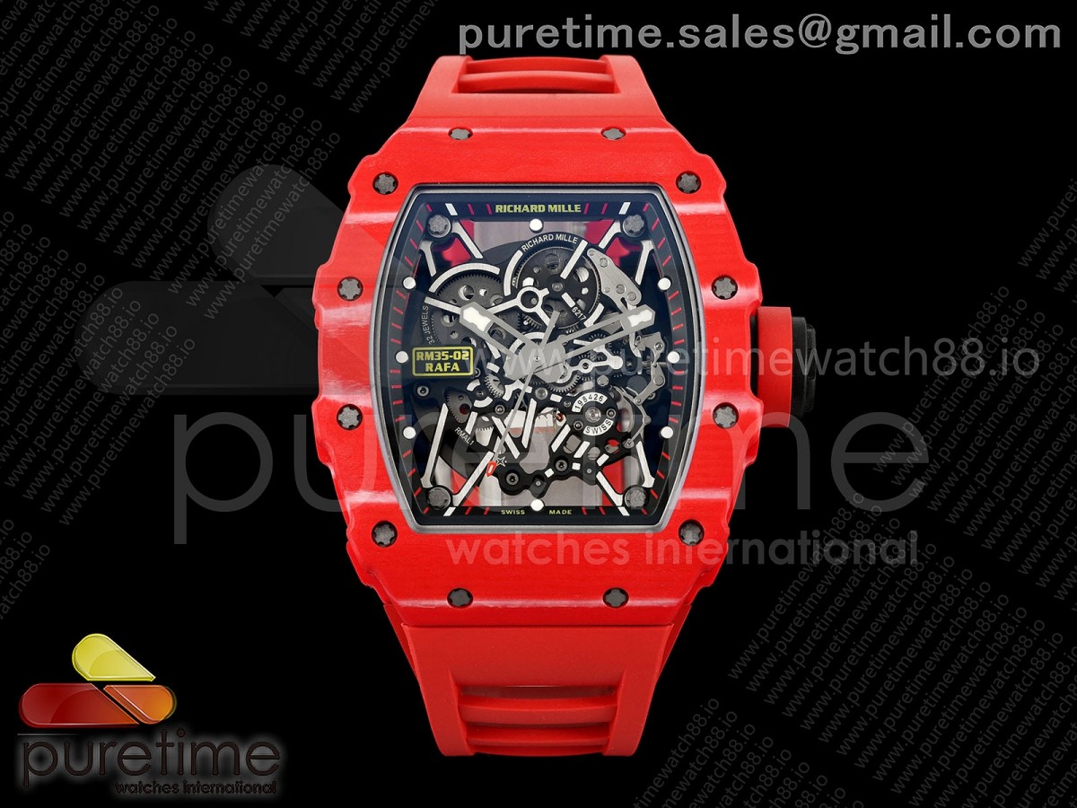 APSF V2 리차드밀 RM035-02 레드NTPT 스켈레톤다이얼 레드러버스트랩 RM035-02 Red NTPT APSF 1:1 Best Edition on Red Rubber Strap RMAL1 Super Clone V2 (Free Sprung)
