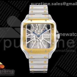 RICH 산토스 드 까르띠에 옐로우골드콤비 40미리 스켈레톤다이얼 스틸브레이슬릿(가죽스트랩) Santos Skeleton SS/YG RICH 1:1 Best Edition Skeleton Dial 9611MC Super Clone (2 Straps)