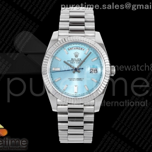 TMF 롤렉스 데이데이트40 텅스텐(Cu-W) 208g 아이스블루바게트다이얼 스틸브레이슬릿 Day Date 40 SS TMF 1:1 Best Edition Ice Blue Crystal Dial on President Bracelet VR3255