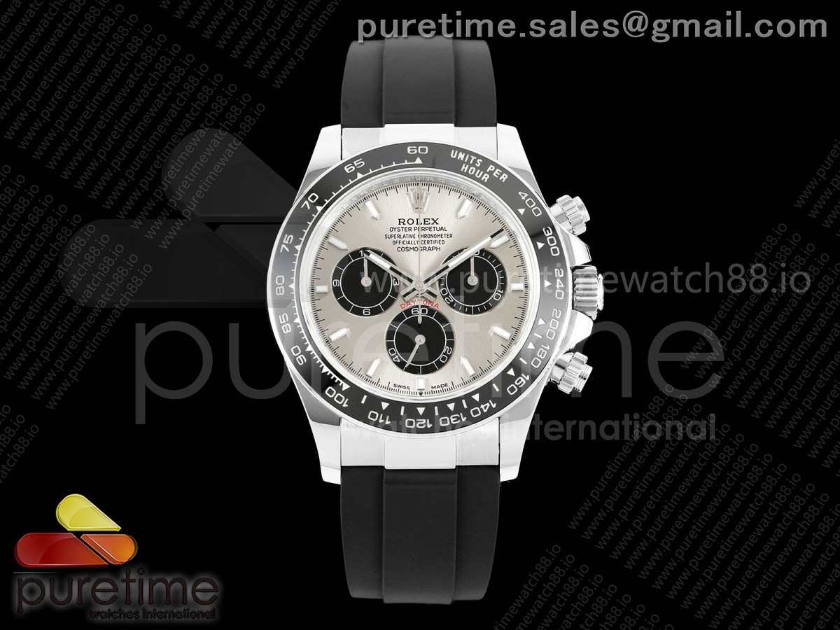 UFOF 롤렉스 데이토나 텅스텐(Cu-W) 세라믹베젤 그레이/블랙다이얼 블랙러버스트랩 157g Daytona 126519 UFO 1:1 Best Edition Gray/Black Dial on Oysterflex Strap UF4131 (Free Sprung)