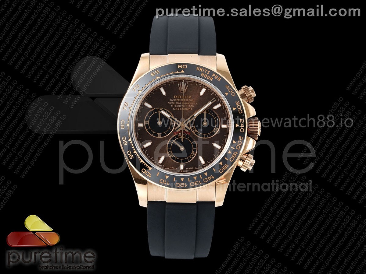 UFOF 롤렉스 데이토나 로즈골드 텅스텐(Cu-W) 브라운다이얼 블랙러버스트랩 157g  Daytona 126515 UFO 1:1 Best Edition Brown Dial on Oysterflex Strap UF4131 (Free Sprung)