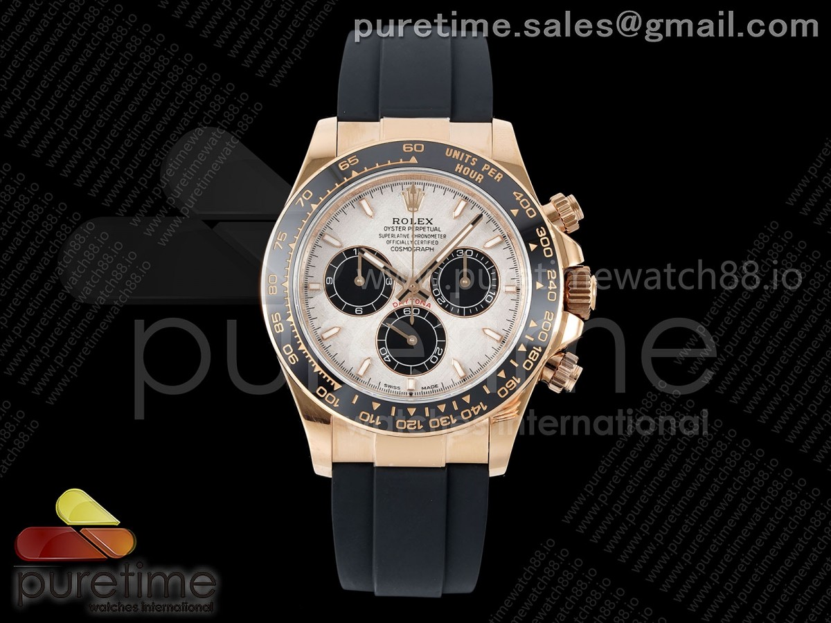 UFOF 롤렉스 데이토나 로즈골드 텅스텐(Cu-W) 메테오다이얼 블랙러버스트랩 157g  Daytona 126515 UFO 1:1 Best Edition Meteorite Dial on Oysterflex Strap UF4131 (Free Sprung)