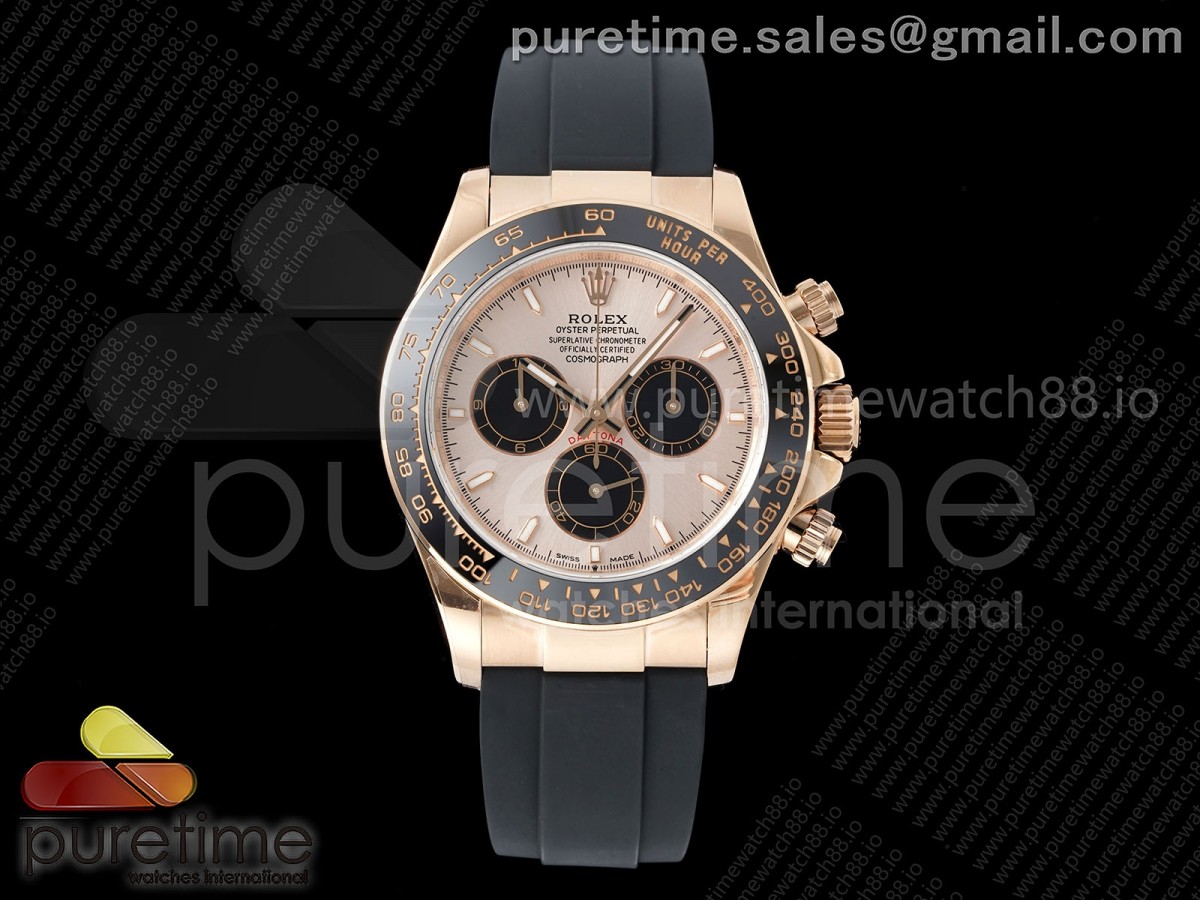 UFOF 롤렉스 데이토나 로즈골드 텅스텐(Cu-W) 로골/블랙다이얼 블랙러버스트랩 157g Daytona 126515 UFO 1:1 Best Edition RG/Black Dial on Oysterflex Strap UF4131 (Free Sprung)