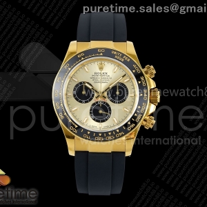 UFOF 롤렉스 데이토나 옐로우골드 텅스텐(Cu-W) 골드/블랙다이얼 블랙러버스트랩 157g Daytona 126518 UFO 1:1 Best Edition YG/Black Dial on Oysterflex Strap UF4131 (Free Sprung)