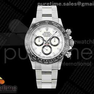 UFOF 롤렉스 데이토나 세라빅베젤 화이트다이얼 스틸브레이슬릿 UF4130 (Free Sprung) Daytona 116500 UFO 1:1 Best Edition White Dial on Braclet UF4130 (Free Sprung)