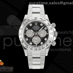 UFOF 롤렉스 데이토나 스틸베젤 블랙/실버8P다이얼 스틸브레이슬릿 (Free Sprung) Daytona 126509 UFO 1:1 Best Edition 904L Steel Black/Silver Diamonds Dial on SS Braclet UF4131 (Free Sprung)Free Sprung)