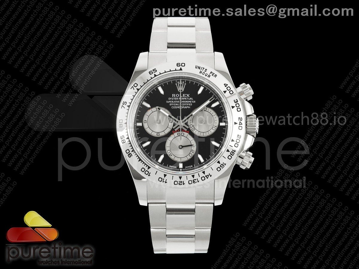 UFOF 롤렉스 데이토나 스틸베젤 블랙/실버다이얼 스틸브레이슬릿 (Free Sprung) Daytona 126509 UFO 1:1 Best Edition 904L Steel Black/Silver Stick Dial on SS Braclet UF4131 (Free Sprung) Braclet UF4131 (Free Sprung)Free Sprung)