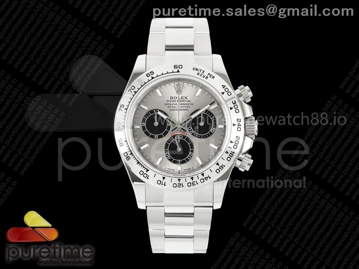 UFOF 롤렉스 데이토나 스틸베젤 그레이/블랙다이얼 스틸브레이슬릿 (Free Sprung) Daytona 126509 UFO 1:1 Best Edition 904L Steel Gray/Black Dial on SS Braclet UF4131 (Free Sprung)tick Dial on SS Braclet UF4131 (Free Sprung) Braclet UF4131 (Free Sprung)Free Sprung)