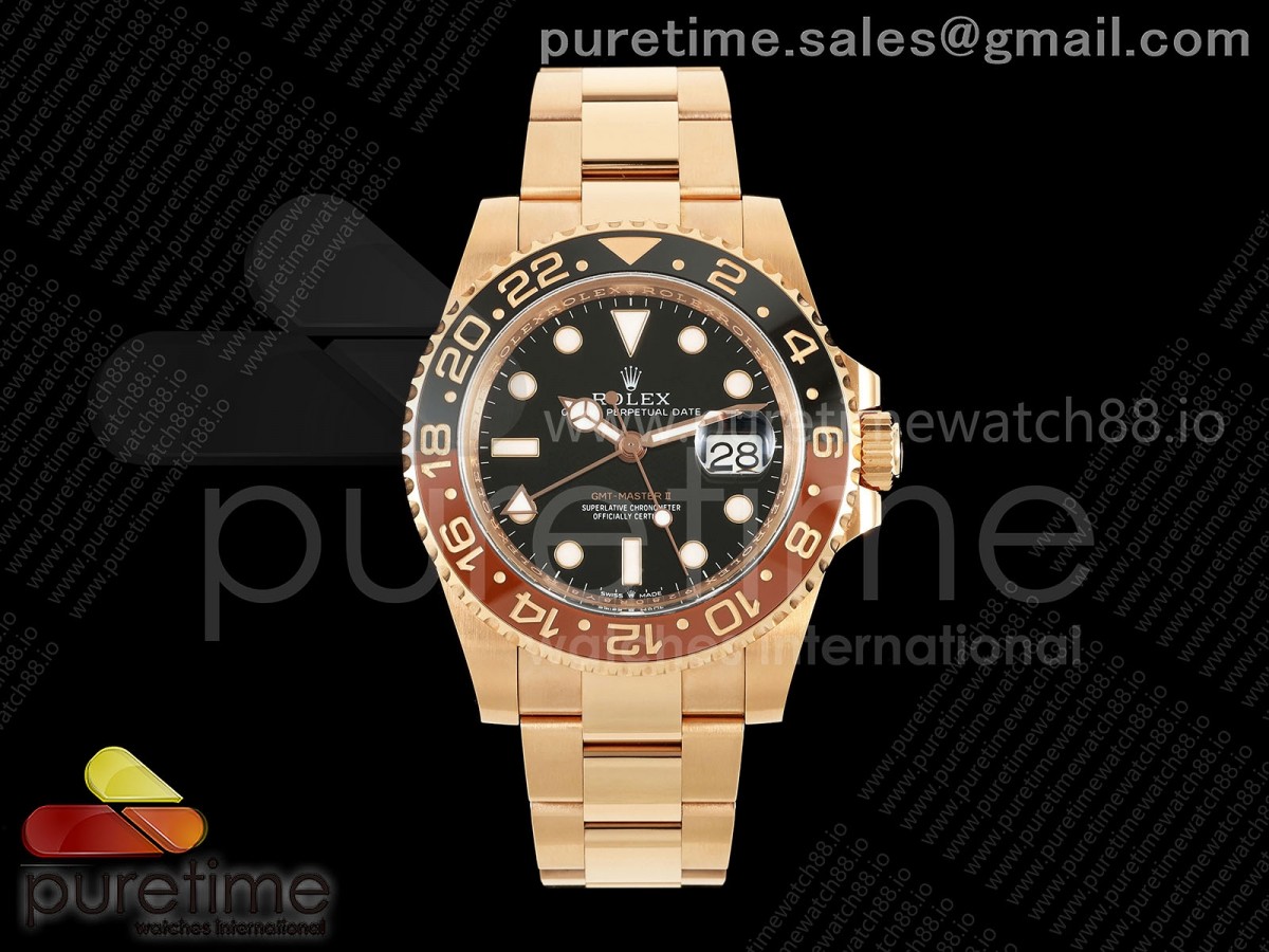 VF V공장 롤렉스 지엠티마스터2 로즈골드 블랙/브라운인서 블랙다이얼 스틸브레이슬릿 로트비어 GMT Master II 126715 CHNR 904L RG VF 1:1 Best Edition on RG Bracelet DD3285 CHS