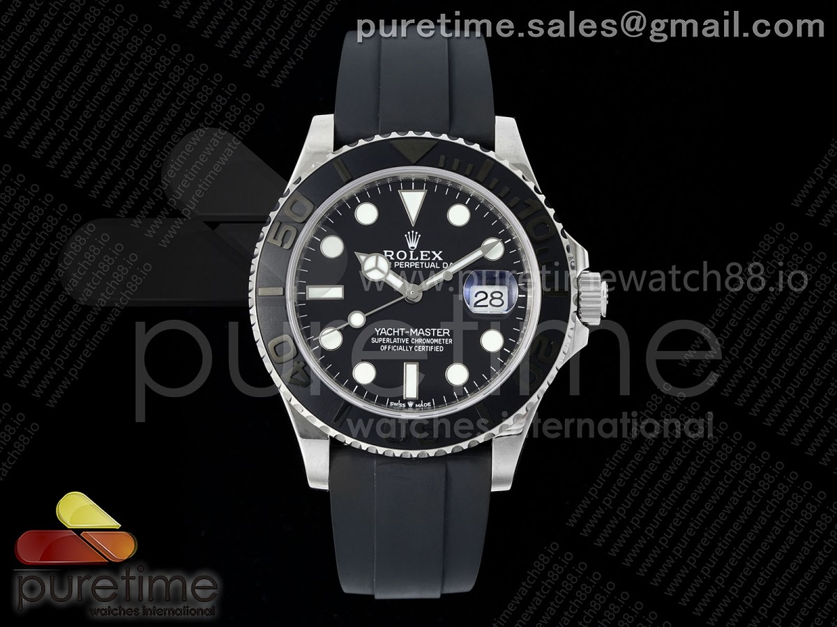 JQF 롤렉스 요트마스터 텅스텐(Cu-W) 42미리 블랙다이얼 블랙러버스트랩 Yacht-Master 42mm 226659 SS JQF 1:1 Best Edition 3D Black Ceramic Bezel on Oysterflex Strap VR3235 (Weighted)